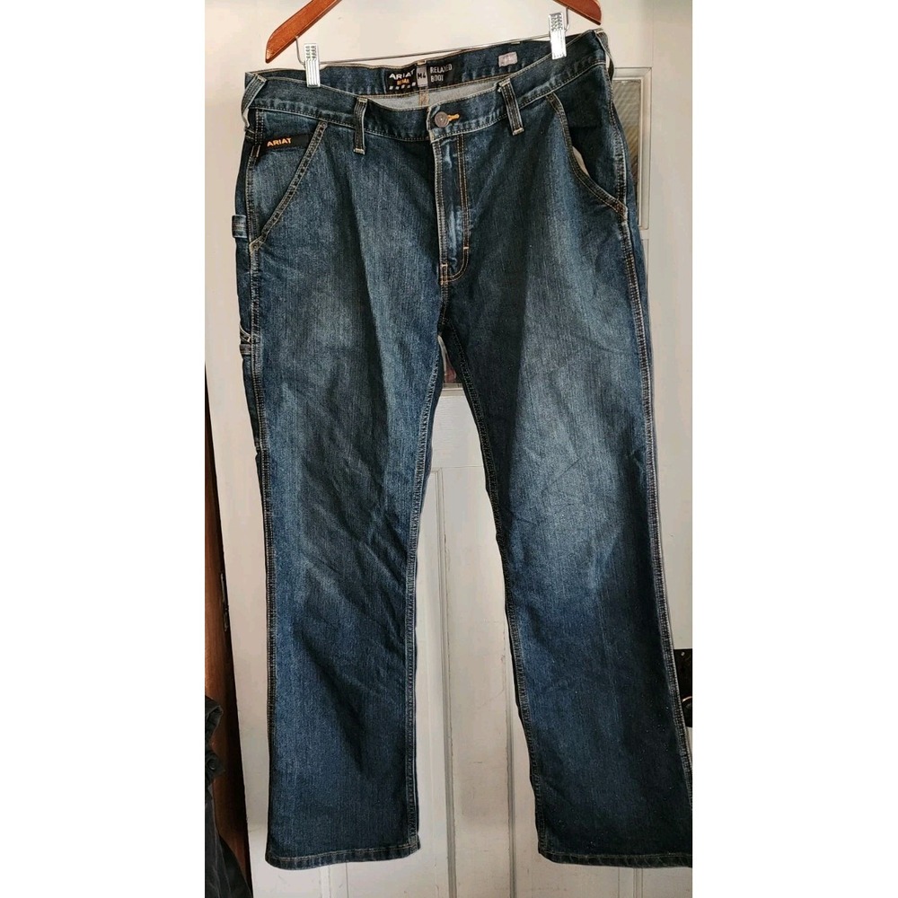 Ariat Jeans Mens 36 X 34 Blue Rebar M4 Relaxed Boot Cut Western Cowboy Great Con